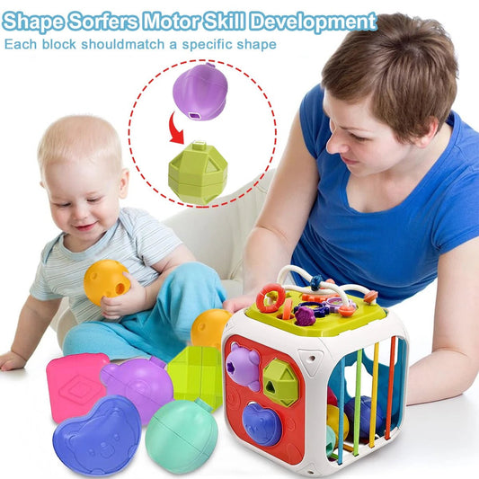 Nouveaux jouets éducatifs pour bébés Montessori : jeu de tri de blocs de formes colorés, idéal pour les enfants de 6 à 12 mois, cadeau de naissance. - maman-all-in-one